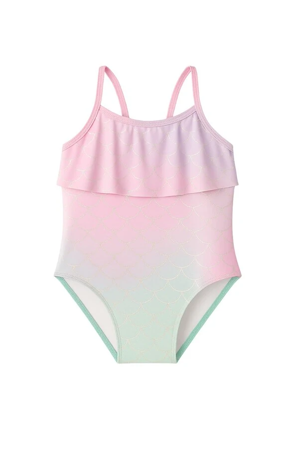 Maiô infantil babado escama de peixe Kwi