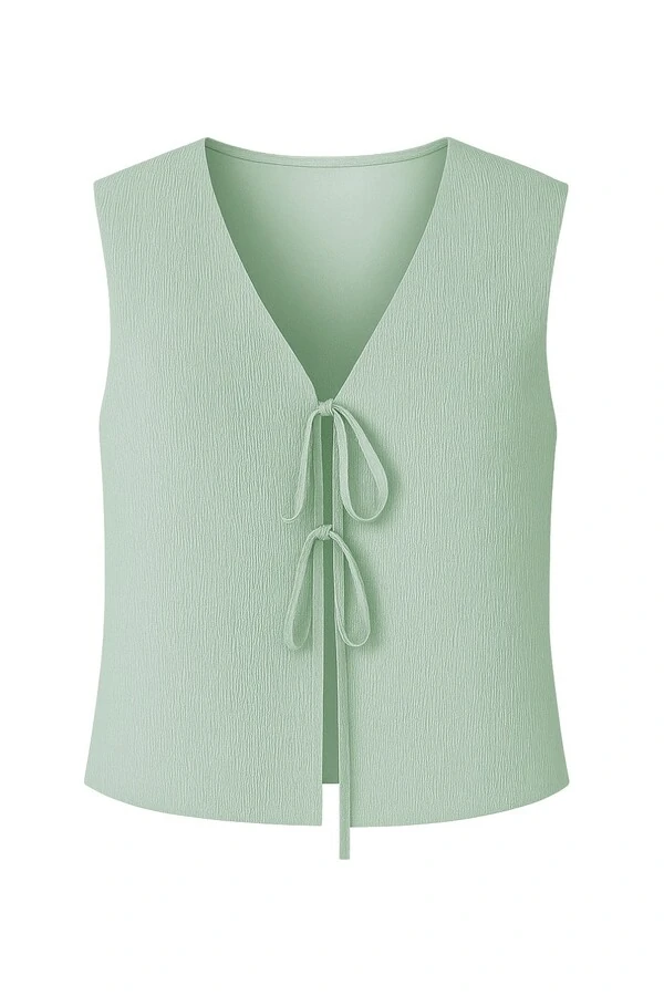 Blusa amarração em crepe seersucker Kwi