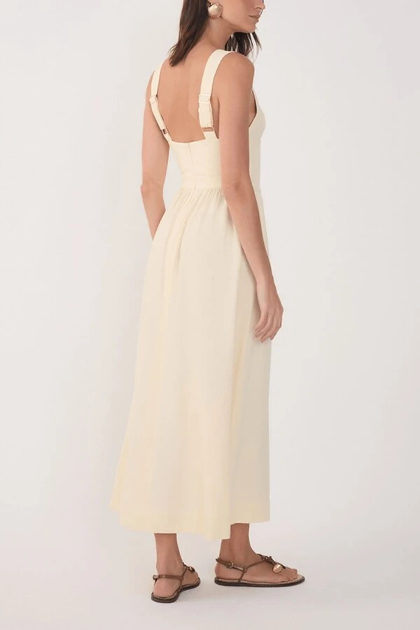 Vestido cropped linho pala larga Dress to