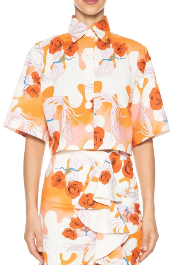 Camisa curta aglio rosado Lo de Lui