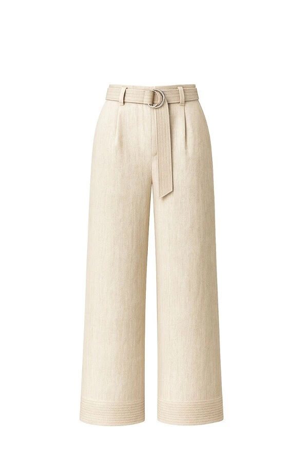 Calça de linho barra pespontada Kwi