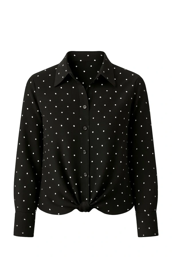 Camisa poá manga 3/4 feminina Kwi