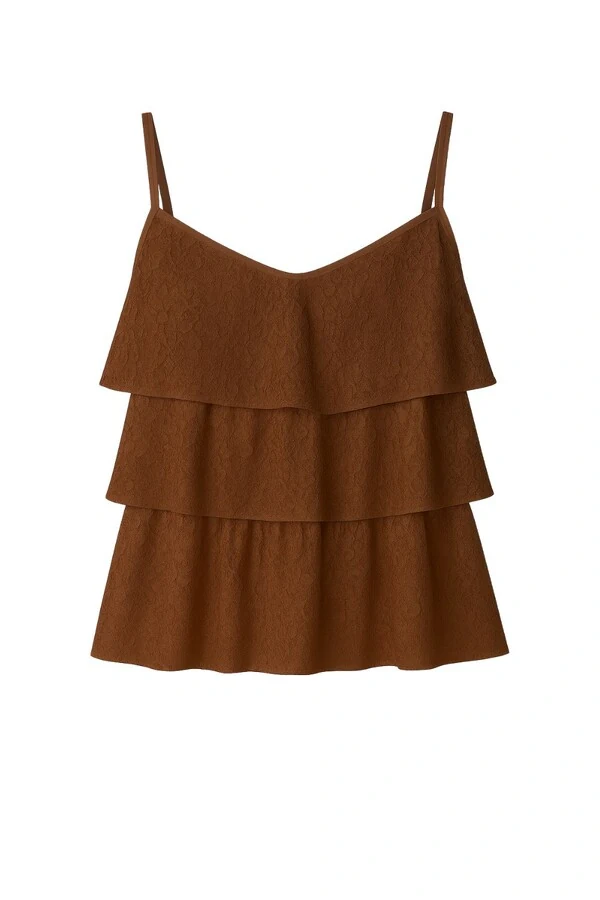 Blusa alça de renda com babado Kwi