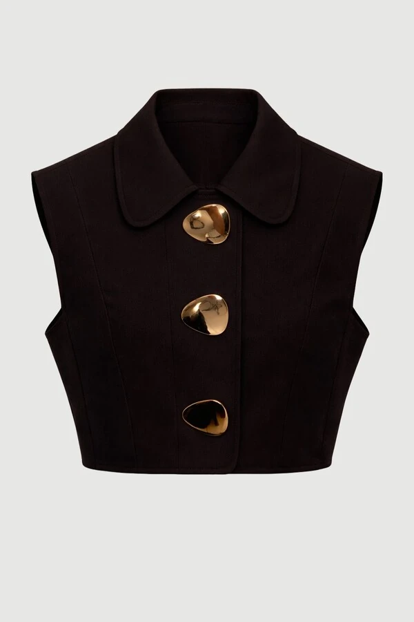 Colete alfaiataria com broches orgânicos Kwi