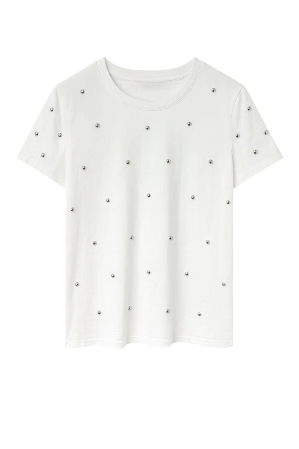 T-shirt feminina com aplicações metálicas Kwi