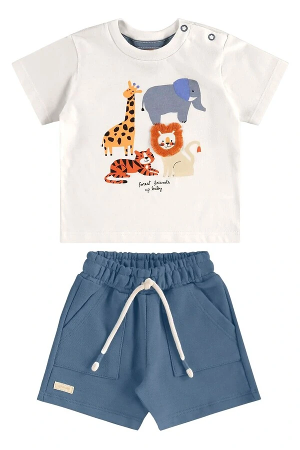 Conjunto camiseta malha e bermuda moletom Up Baby