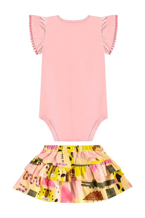 Conjunto body e saia em meia malha Up Baby