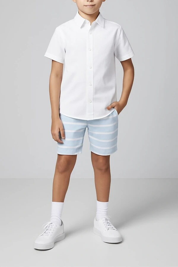 Camisa infantil com mangas curtas e botões frontais Oliver