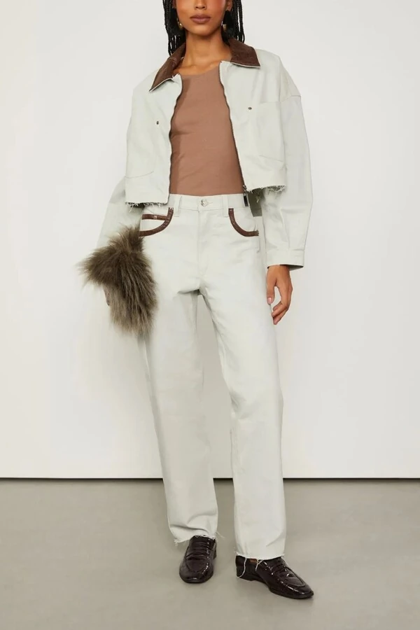 Jaqueta sarja cropped detalhes suede Animale