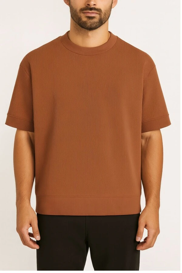 Camiseta masculina de malha c/ textura Kwi