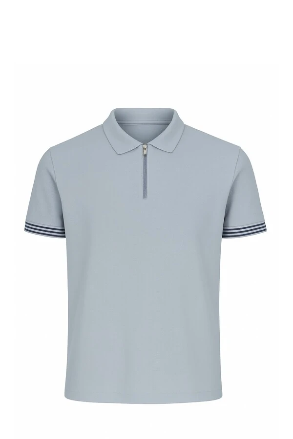 Polo masculina com zíper e detalhe na manga Kwi