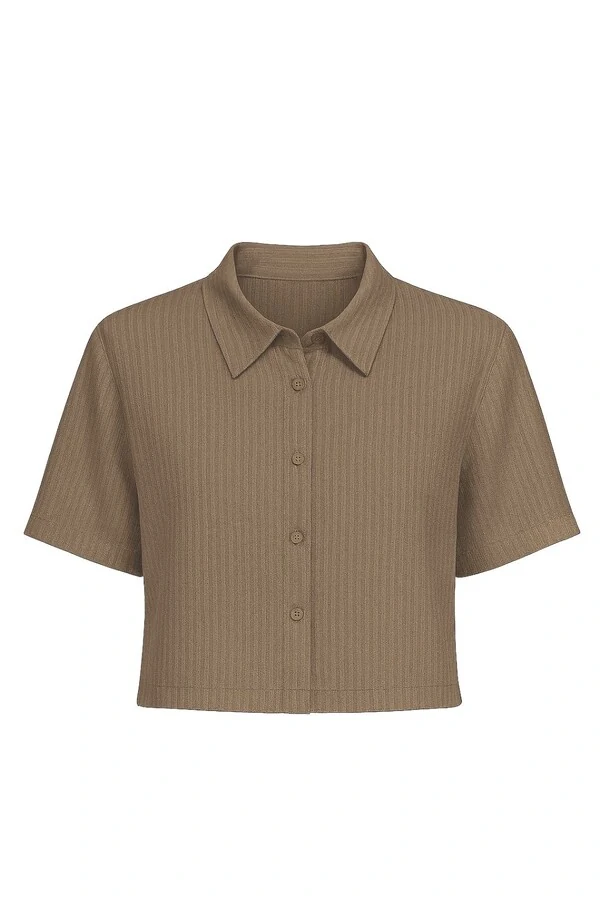 Camisa cropped manga curta Kwi