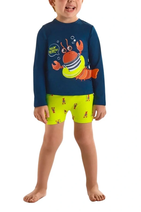 Conjunto camiseta e sunga boxer em malha uv fps+50 Up Baby