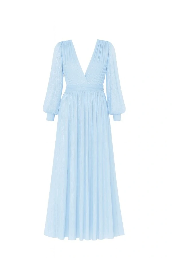 Vestido longo voil manga longa Kwi