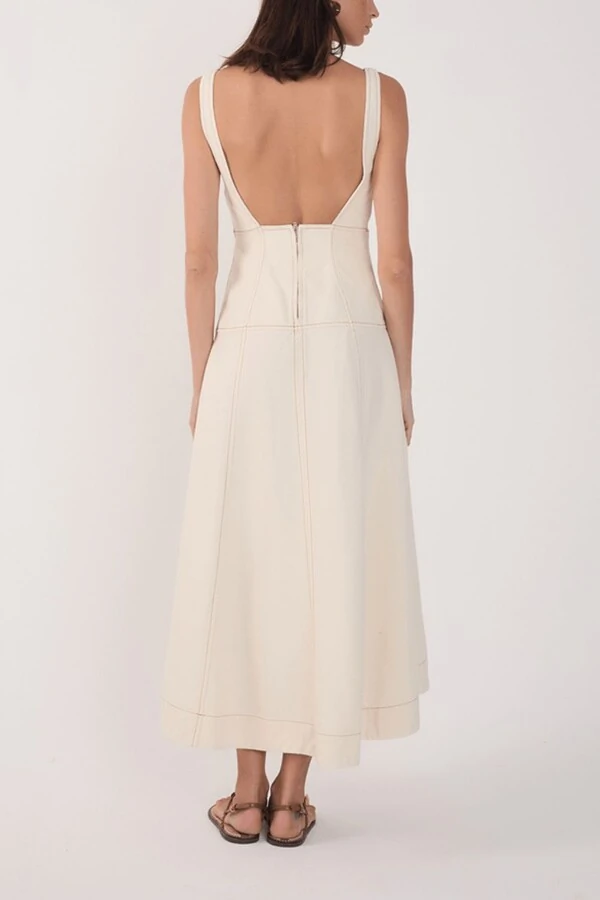 Vestido sarja pespontos Dress to