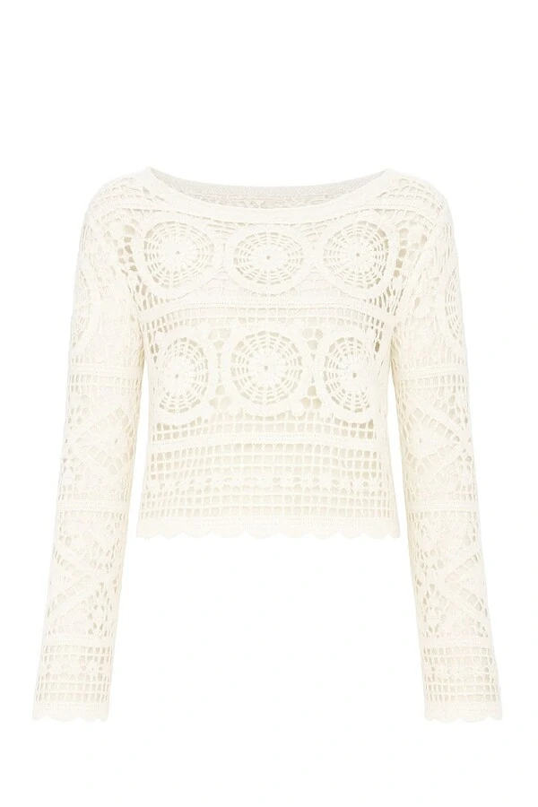 Blusa crochê manga longa mandala Kwi