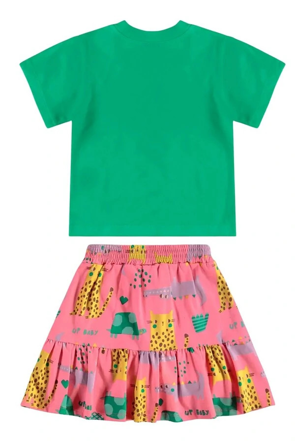 Conjunto blusa meia malha e saia cotton Up Baby