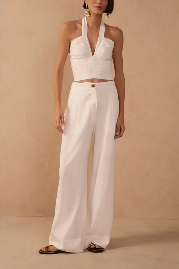 Calça linho risca lurex Dress to