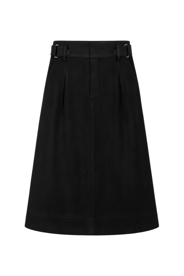 Saia midi evasê suede Kwi