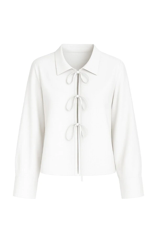 Camisa com fechamento amarração frontal feminina Kwi