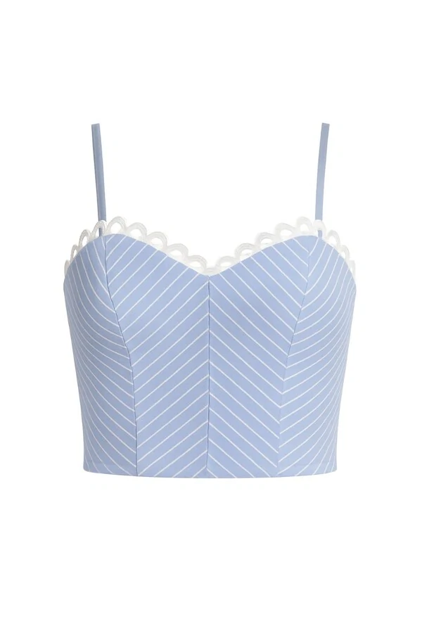 Top cropped listrado com alças finas Kwi
