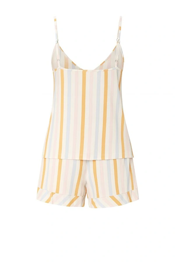 Pijama feminino Short doll alça com laço listrado Kwi