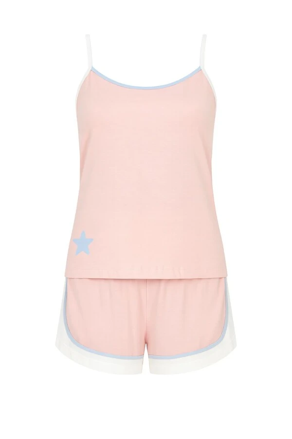 Pijama Feminino Short doll alça rosa claro Kwi