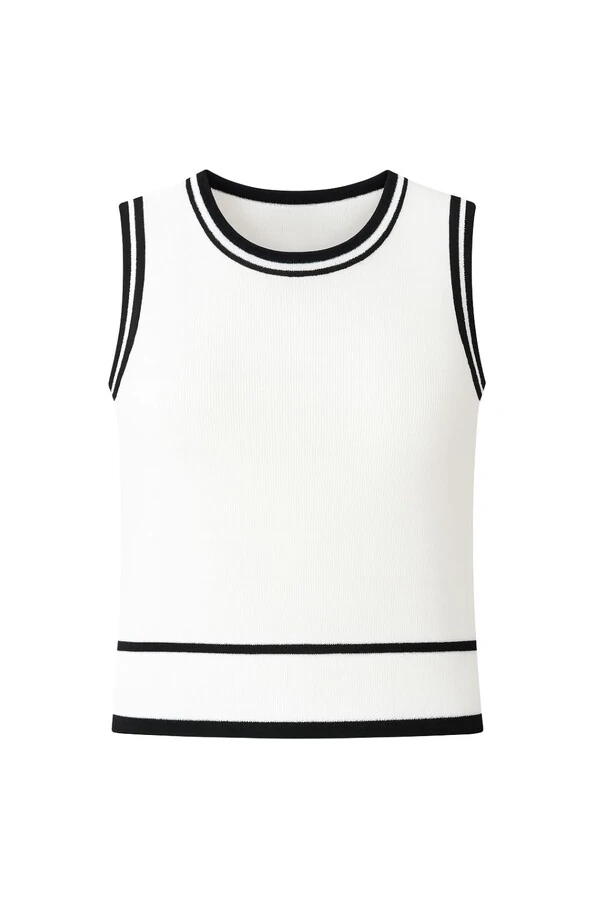 Regata em tricot com detalhes canelados Kwi
