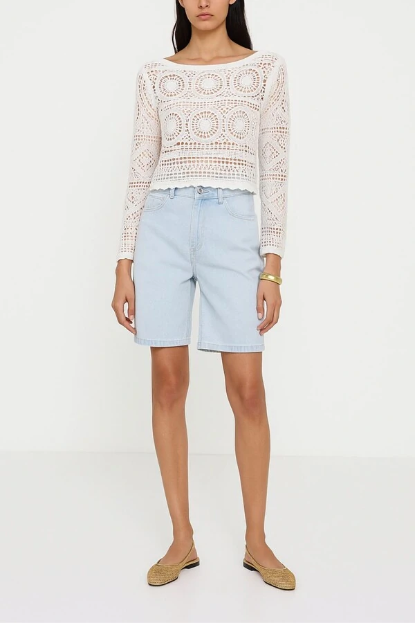 Blusa crochê manga longa mandala Kwi