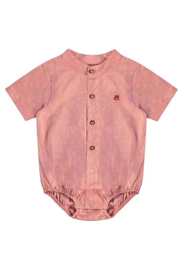 Body camisa manga curta em tecido Up Baby