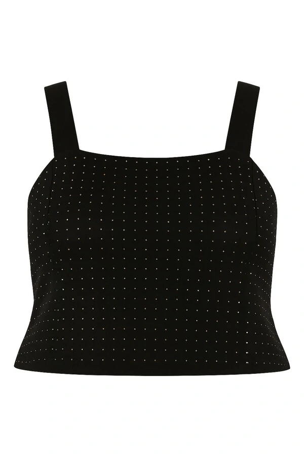 Cropped em alça e pedraria plus size Kwi