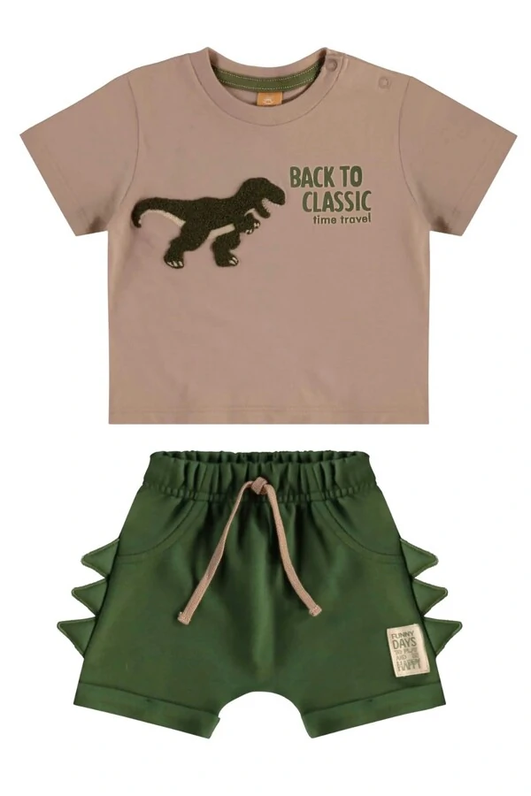 Conjunto camiseta malha e bermuda moletom s/ felpa Up Baby