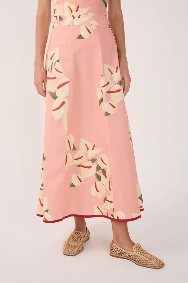 Saia cropped tricoline estampa antúrio Dress to