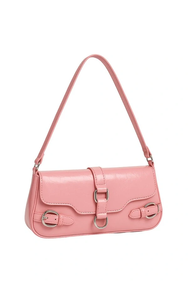 Bolsa baguete com fivelas de metal Kwi