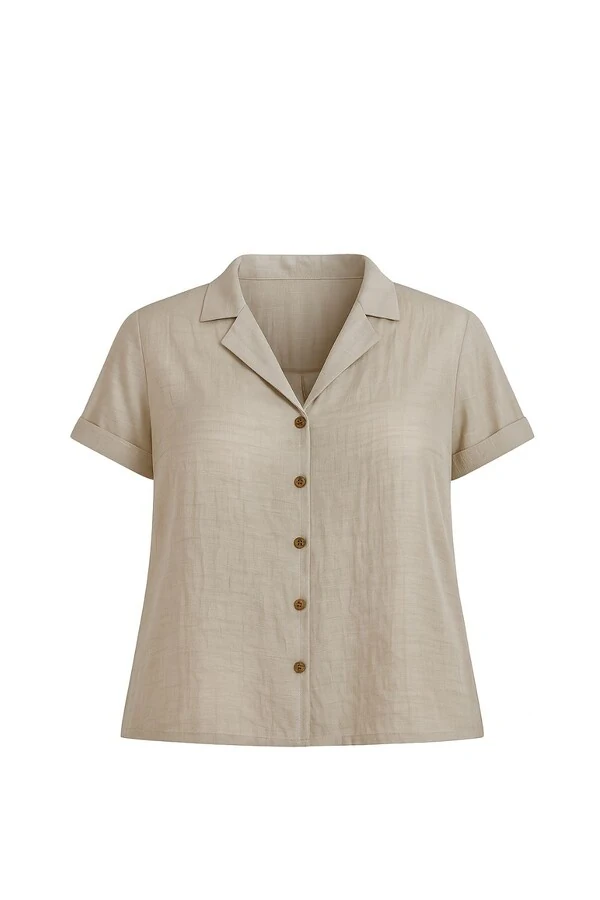 Camisa feminina plus size com botões Kwi