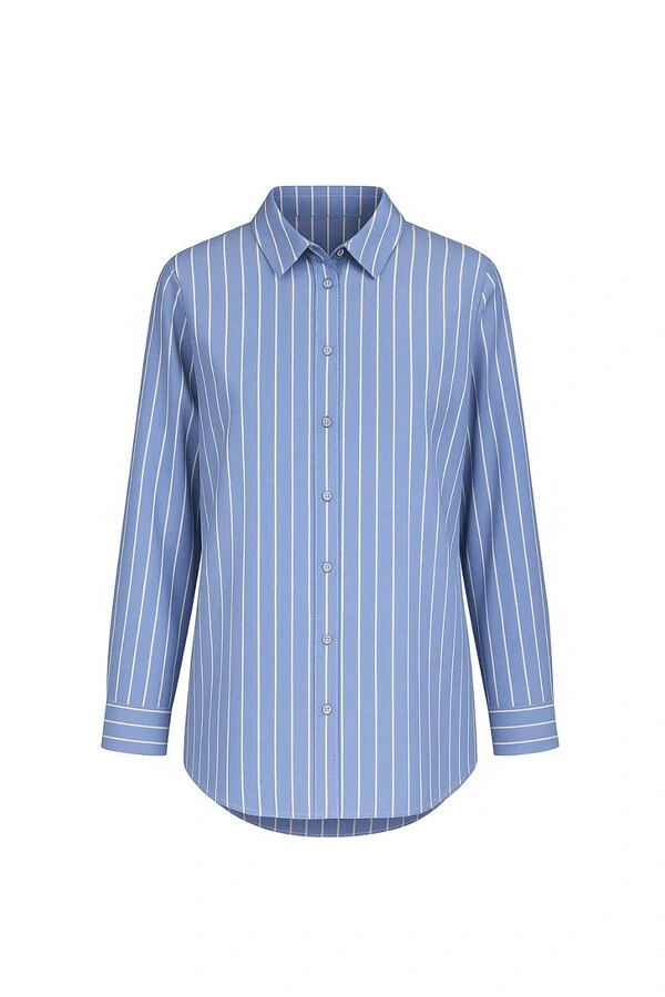 Camisa oversized listrada feminina Kwi