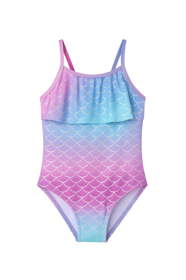 Maiô infantil babado escama de peixe Kwi