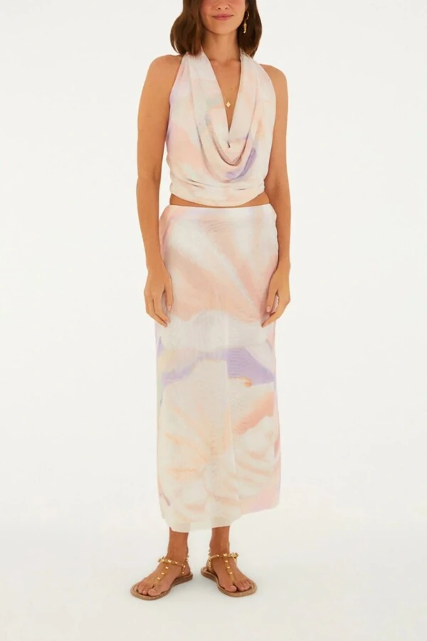 Saia midi tule maxi perola Farm