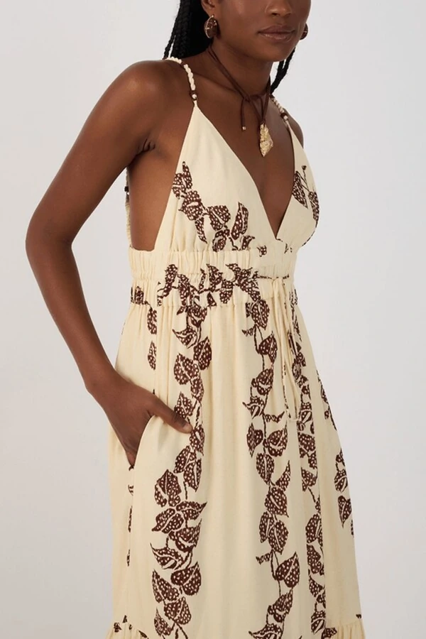 Vestido longo cambraia estampa inspira Dress to