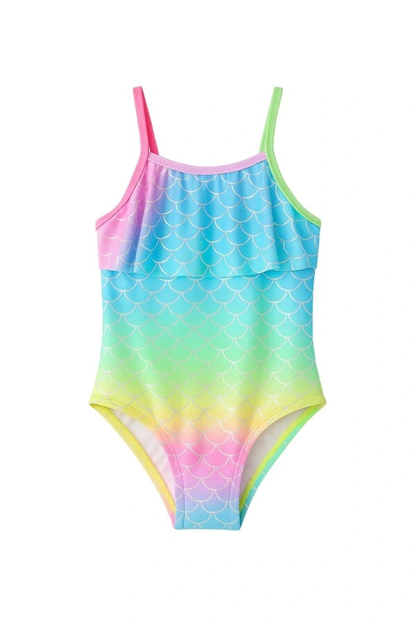 Maiô infantil babado escama de peixe Kwi