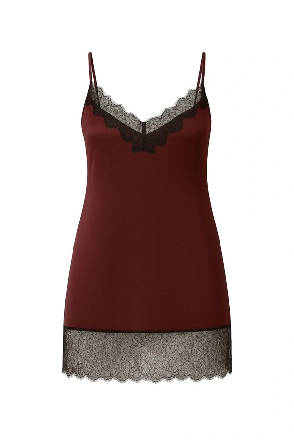 Vestido de cetim com renda Kwi