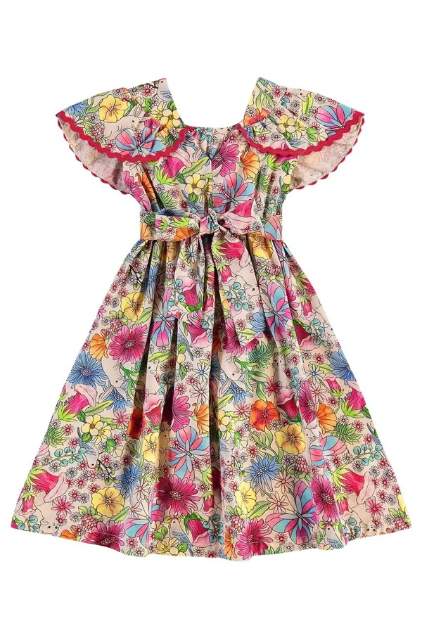 Vestido floral manga curta Up Baby