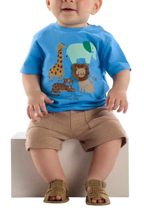 Conjunto camiseta malha e bermuda moletom Up Baby