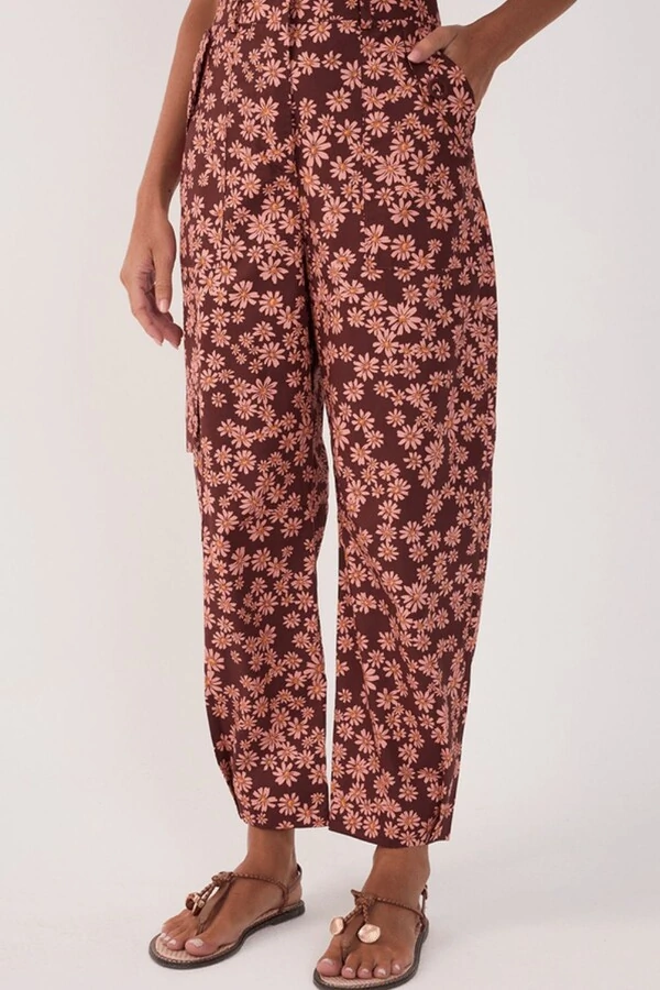 Calça utilitária estampa margaridas rosa Dress to