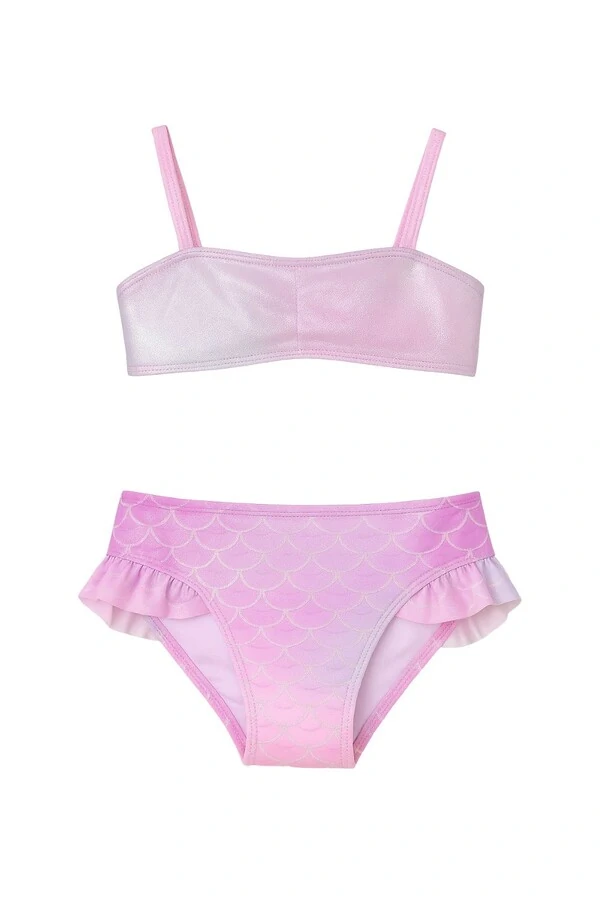 Biquini infantil babado estampa escama peixe Kwi