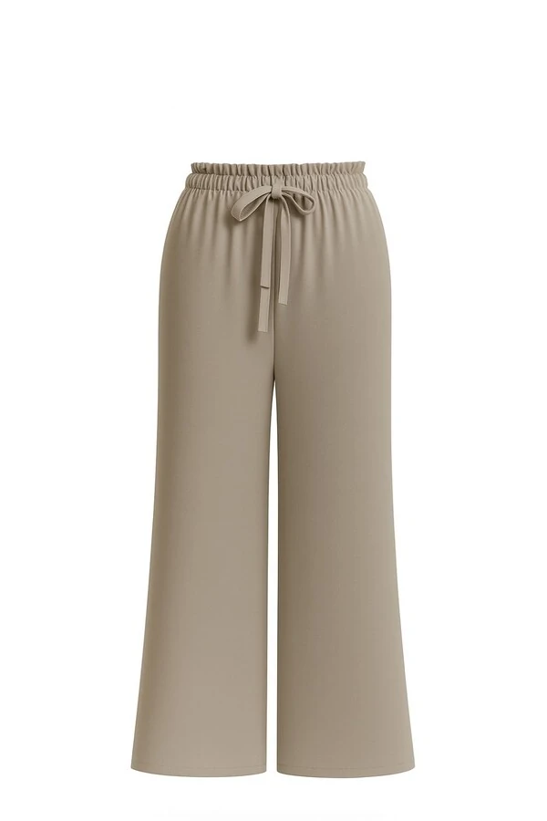 Calça pantalona em malha com amarração Kwi