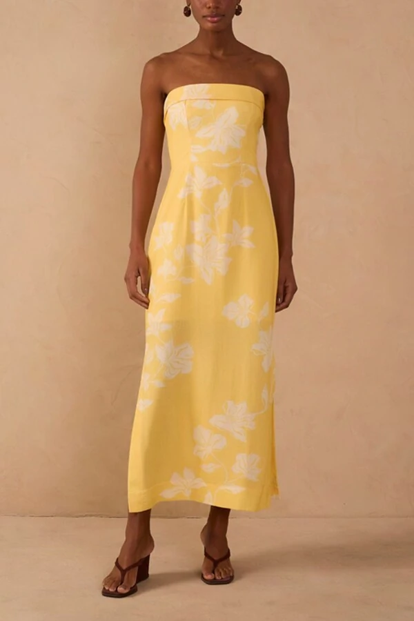 Vestido linho cropped estampa clareza Dress to