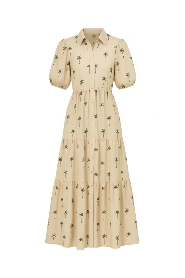 Vestido midi coqueiro Kwi