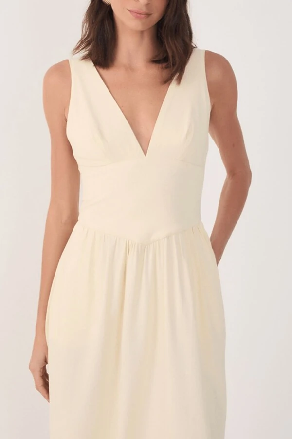 Vestido cropped linho pala larga Dress to