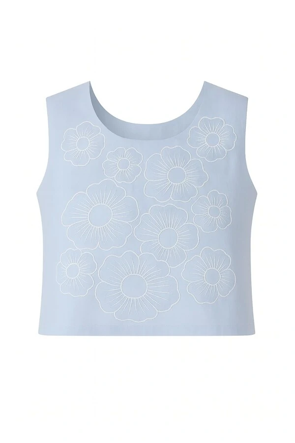 Blusa com bordado floral Kwi